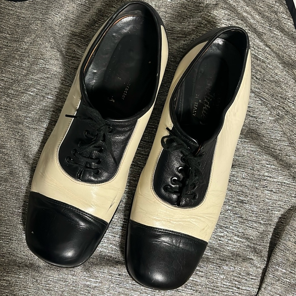 Vintage London Character Made in Italy Mens Oxford Shoes 8 Black Toe